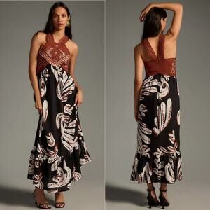 By Anthropologie Deco Printed Halter Dress